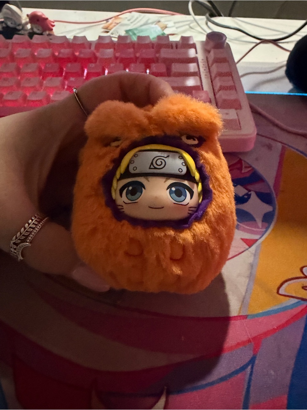 Plush Orange Naruto Character Keychain for Kids